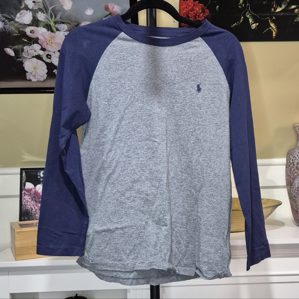 Polo by Ralph Lauren Kids Long Sleeve Tee in Gray and Blue